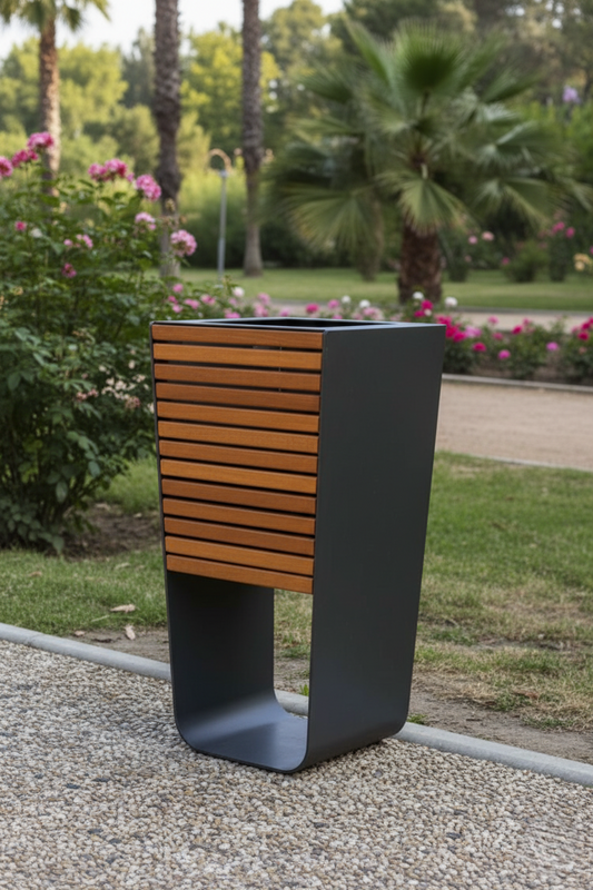 Modern Slatted Commercial Outdoor/Indoor Waste Bin