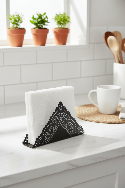 Modern Filigree Design Napkin Dispenser | Heavy-Duty Dining Table Caddy