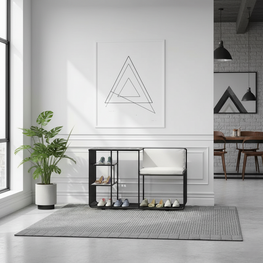 Modern Entryway Shoe Storage Bench with Upholstered Seat