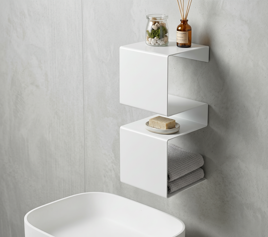 Minimalist S-Fold Floating Metal Shelf