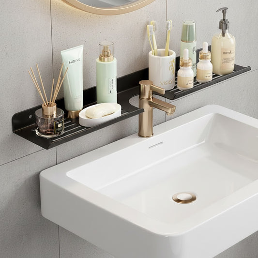Sleek Metal Floating Bathroom Shelf – Matte Black