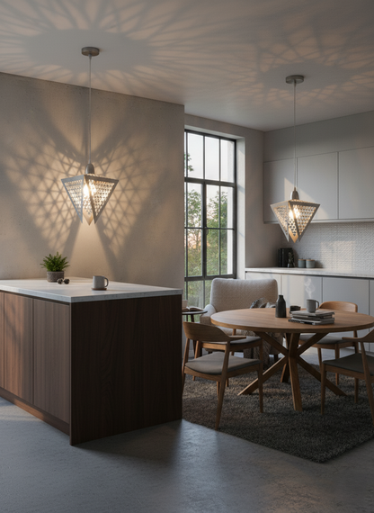 Pyramid Pendant Light (Brushed Silver)