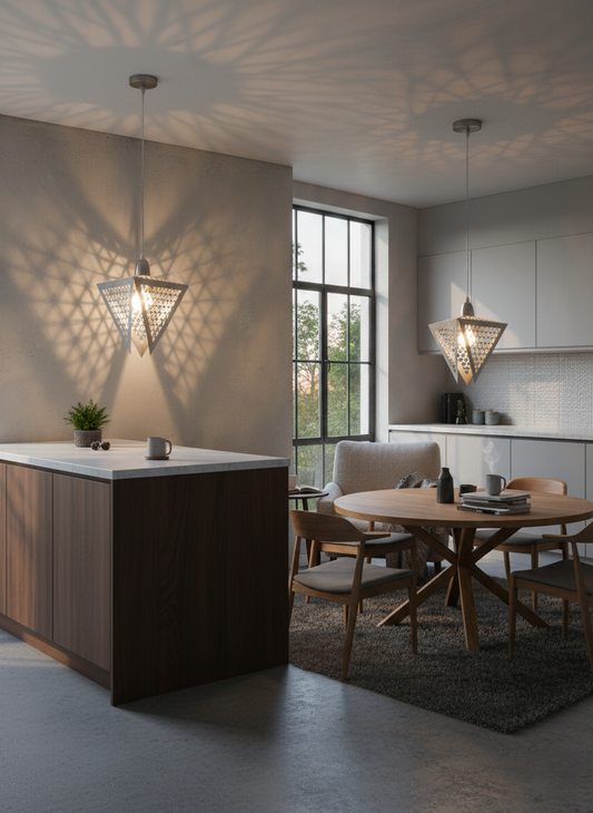 Pyramid Pendant Light (Brushed Silver)