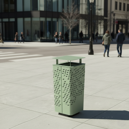 Commercial Perforated Metal Waste & Recycling Bin for Parks and Public Spaces