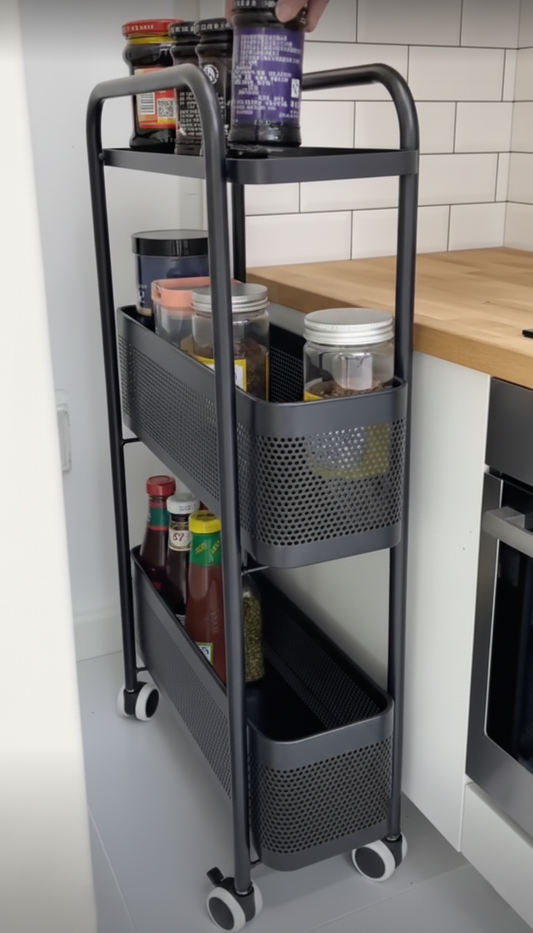 Versatile 3-Tier Rolling Kitchen & Utility Cart - Space-Saving Storage Solution