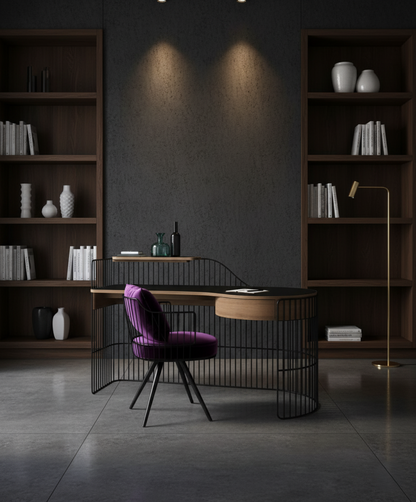 Modern Desk with Velvet Accent Chair - Home Office Set