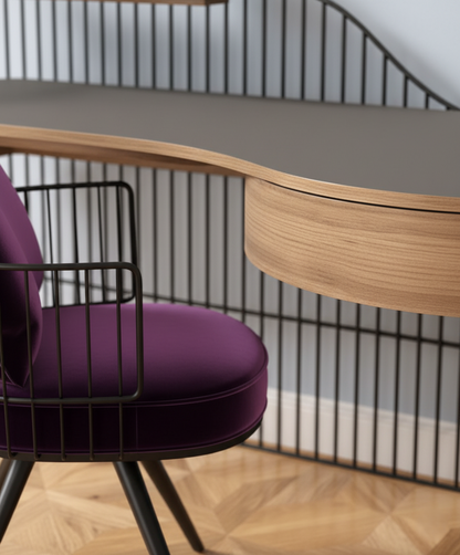 Modern Desk with Velvet Accent Chair - Home Office Set