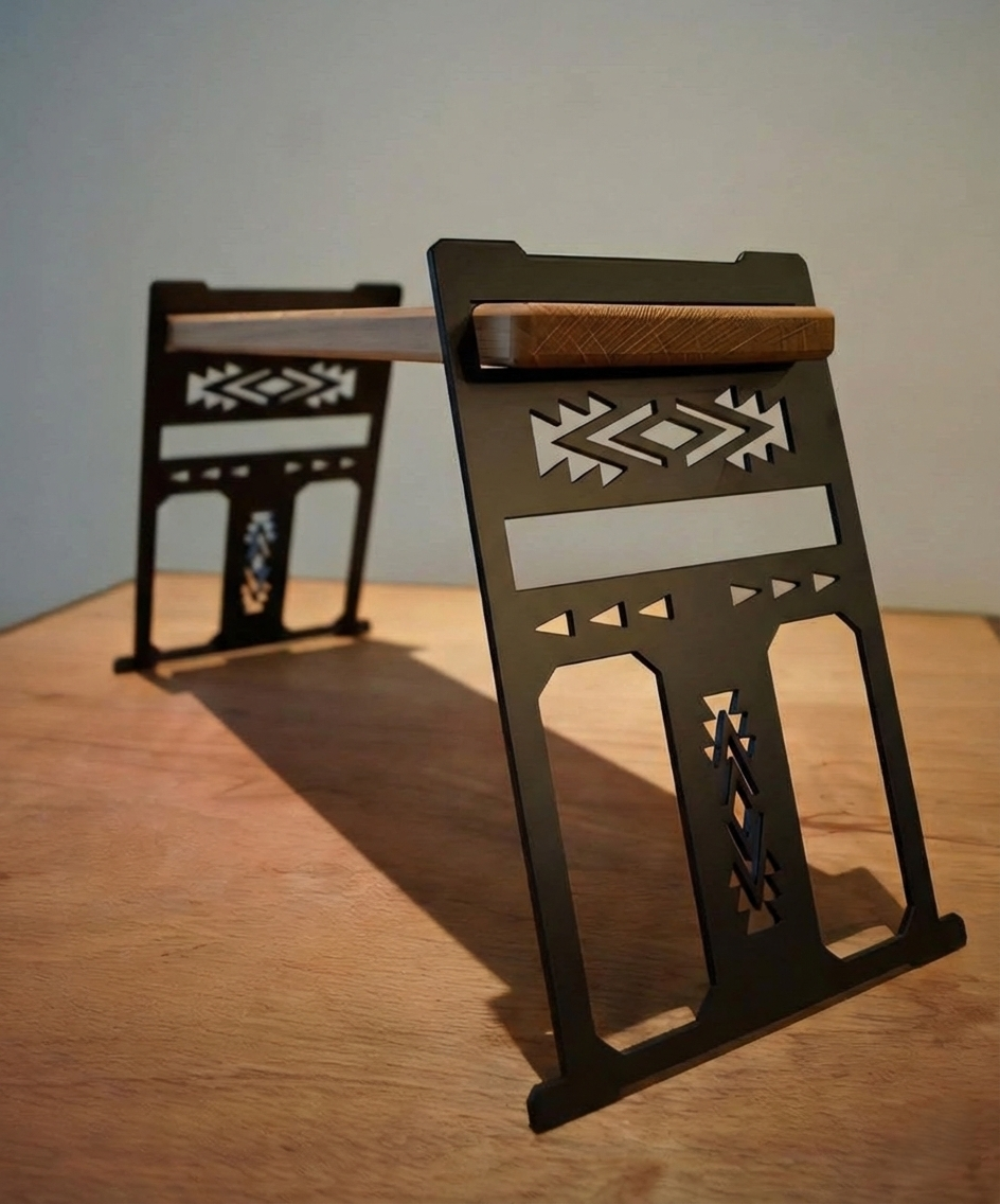 The Tribal Desk Shelf – Premium Wood & Metal Workspace Riser