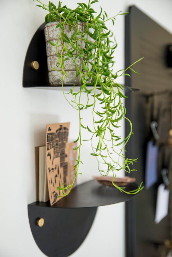 Modern Matte Black Half-Moon Wall Shelf Set (2-Pack)