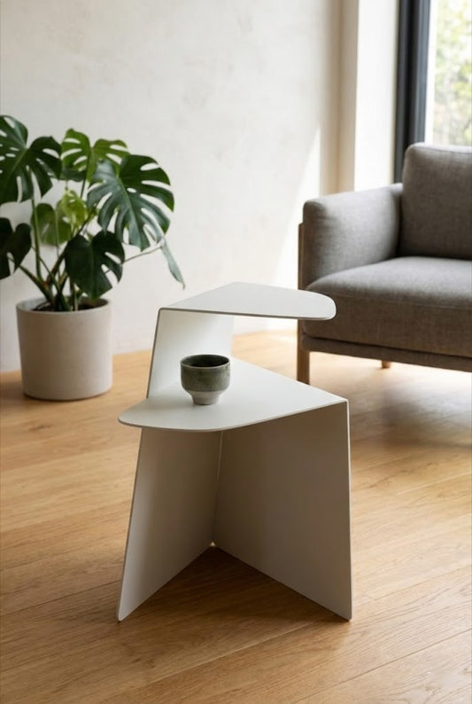 The "Origami" Folded Metal Side Table – Matte White