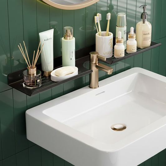 Sleek Metal Floating Bathroom Shelf – Matte Black